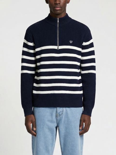 Huxley Striped Quarter Zip Sweater