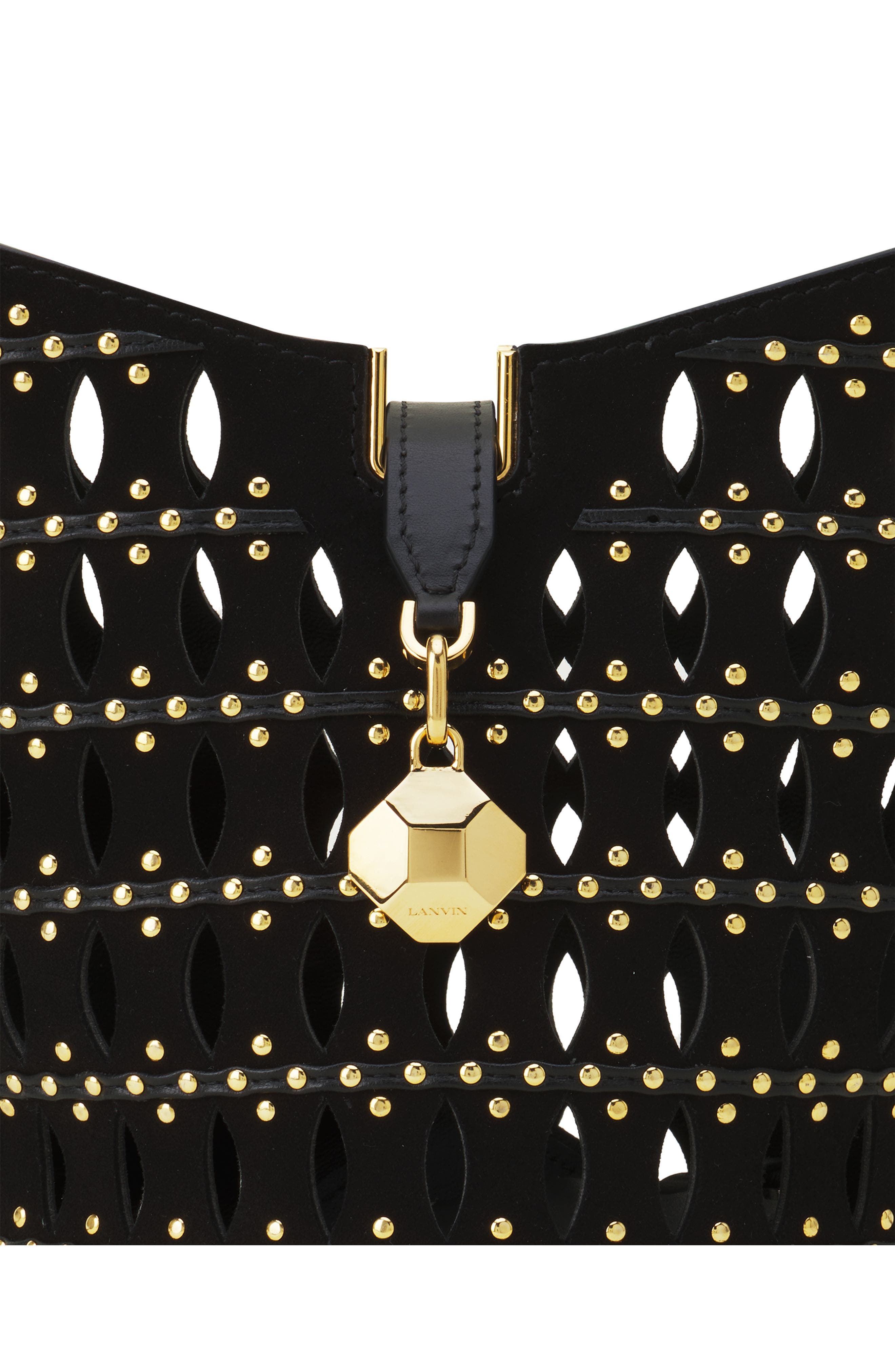 Lanvin Catch Nano By Lanvin Bucket Bag In Suede, Alternate, color, Black/Gold