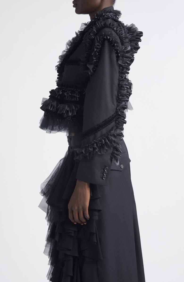 Noir Kei Ninomiya Wool Oxford Crop Jacket, Alternate, color, Black