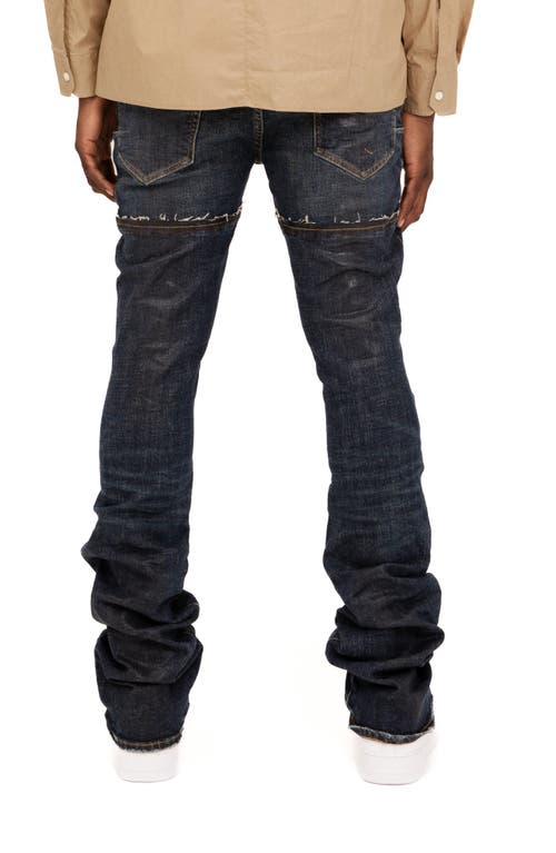 Purple Brand Double Waist Flare Jeans In Dark Indigo