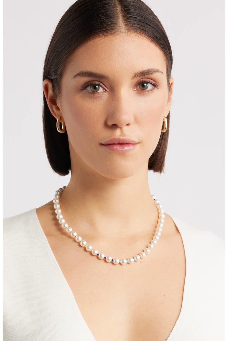 Faux Pearl Necklace, Alternate, color, WHITE- BRIGHT MULTI- GOLD