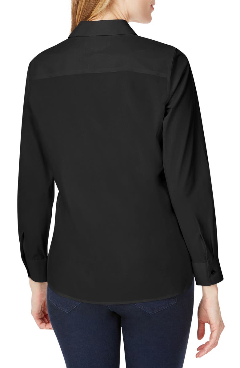 Foxcroft Kylie Non-Iron Cotton Button-Up Shirt, Alternate, color, Black