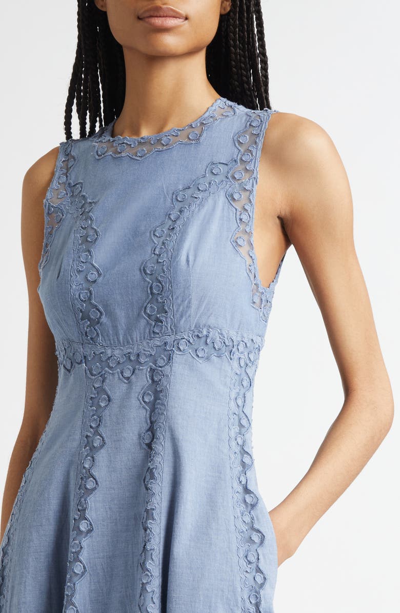 Anela Sleeveless Chambray Midi Dress