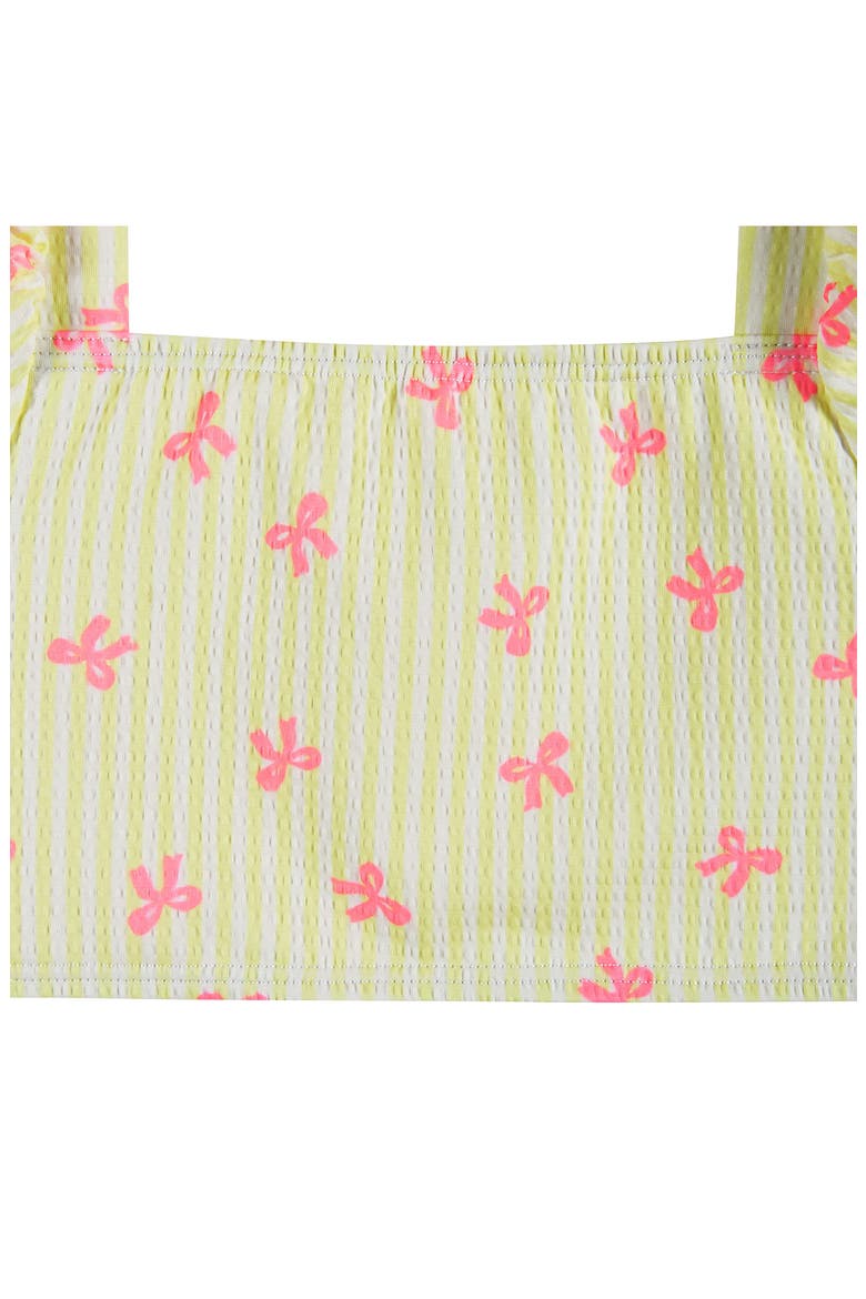 Kids' Puff Sleeve Two-Piece Swimsuit & Headband Set, Alternate, color, YELLOW STRIPE