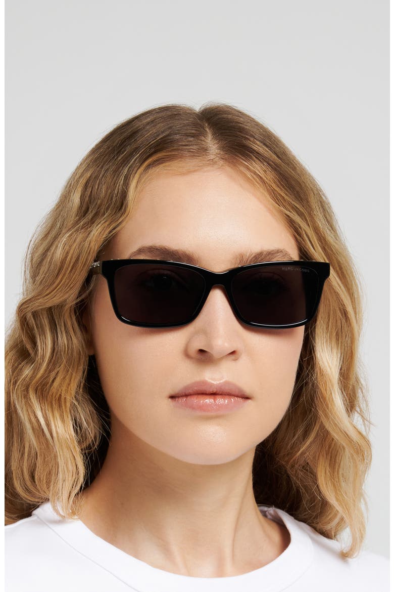 54mm Rectangular Sunglasses, Alternate, color, BLACK/ GREY