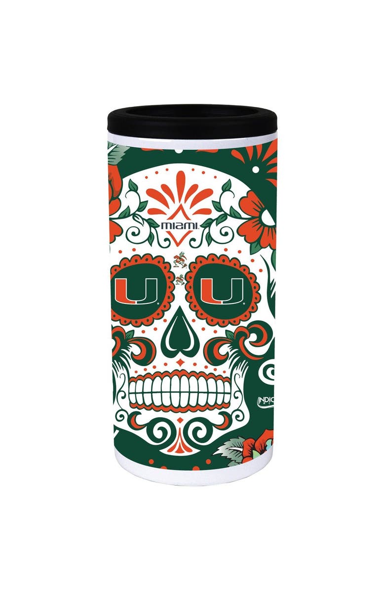 INDIGO FALLS Miami Hurricanes Dia Stainless Steel 12oz. Slim Can Cooler, Alternate, color, White