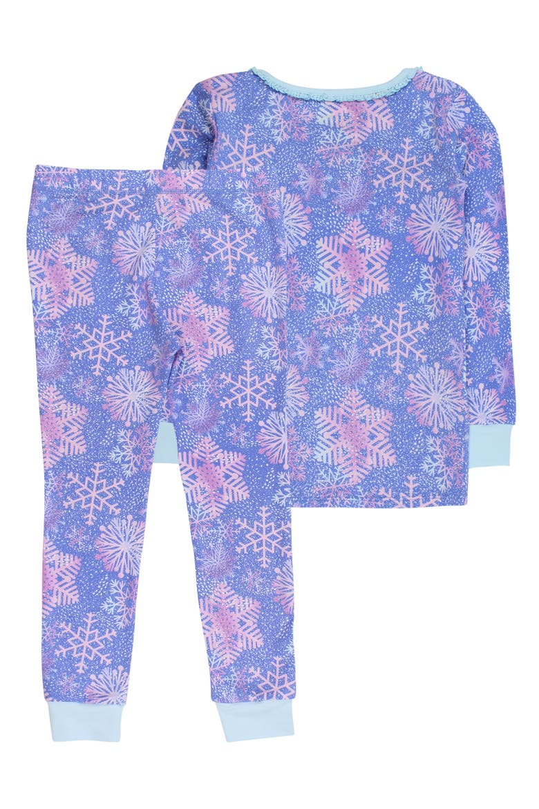 Modal Blend Ruffle Long Sleeve Pajama Set, Alternate, color, Shimmer Snowflakes