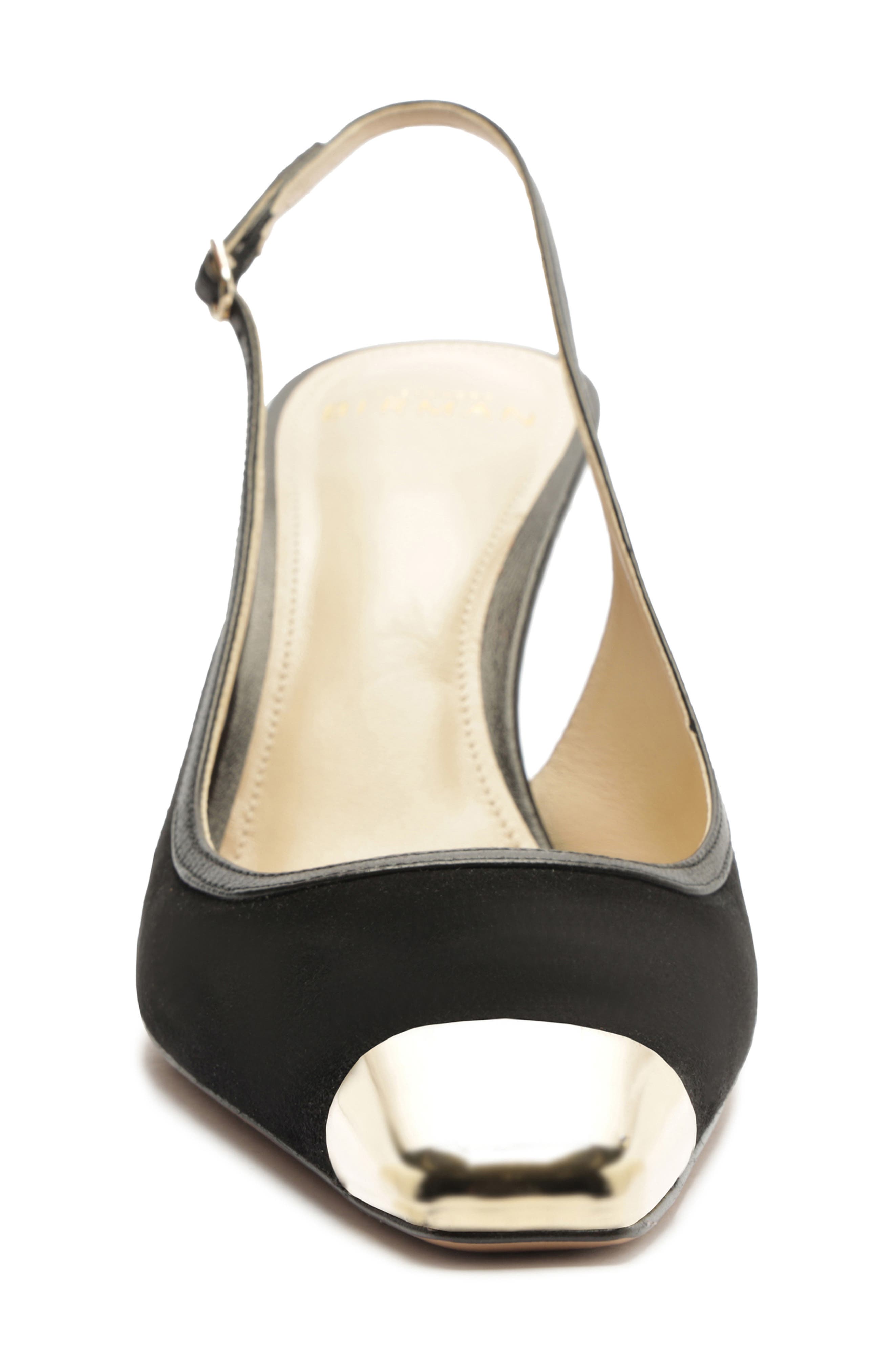 Olivia Cap Toe Slingback Pump, Alternate, color, BLACK/ LIGHT GOLD