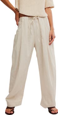 Free People Chambers Drawstring Linen & Cotton Pants