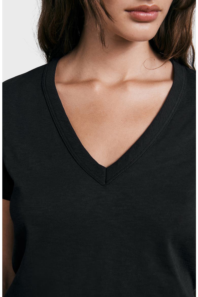 The Vee Slub Cotton T-Shirt, Alternate, color, BLK