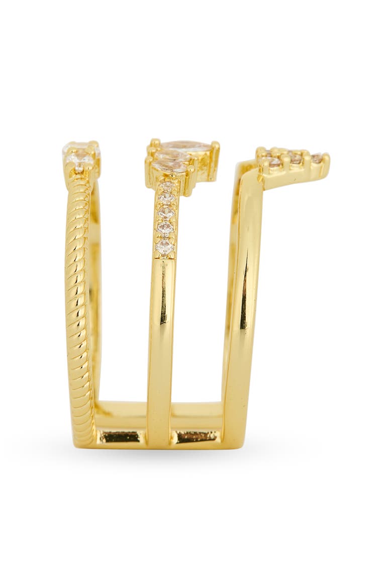 Cubic Zirconia Caged Band Ring, Alternate, color, CLEAR- GOLD