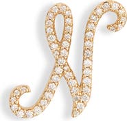 LANA 14K Gold Diamond Cursive Initial Stud Earring - 0.418ct.