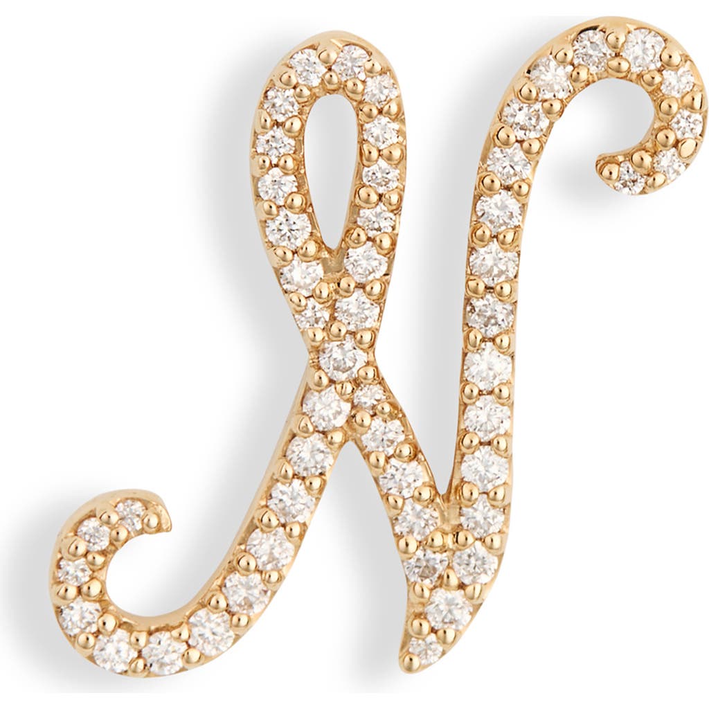 Lana 14k Gold Diamond Cursive Initial Stud Earring In Gold