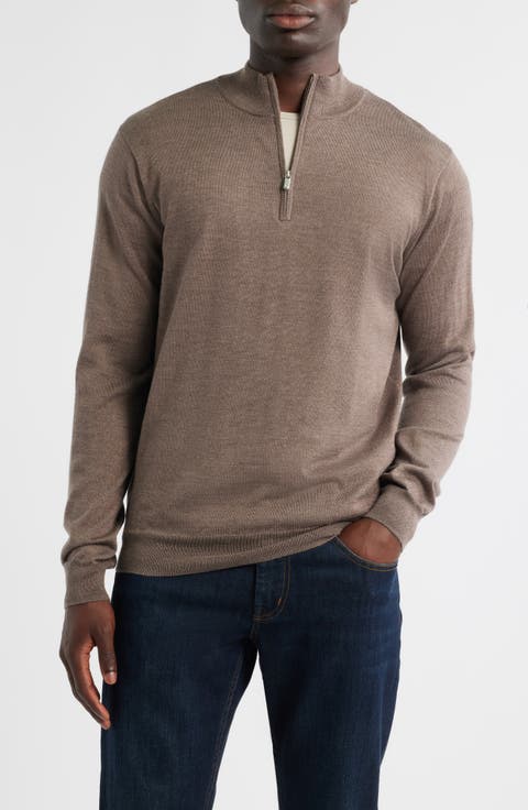 Autumn Crest Merino Wool Blend Quarter Zip Sweater