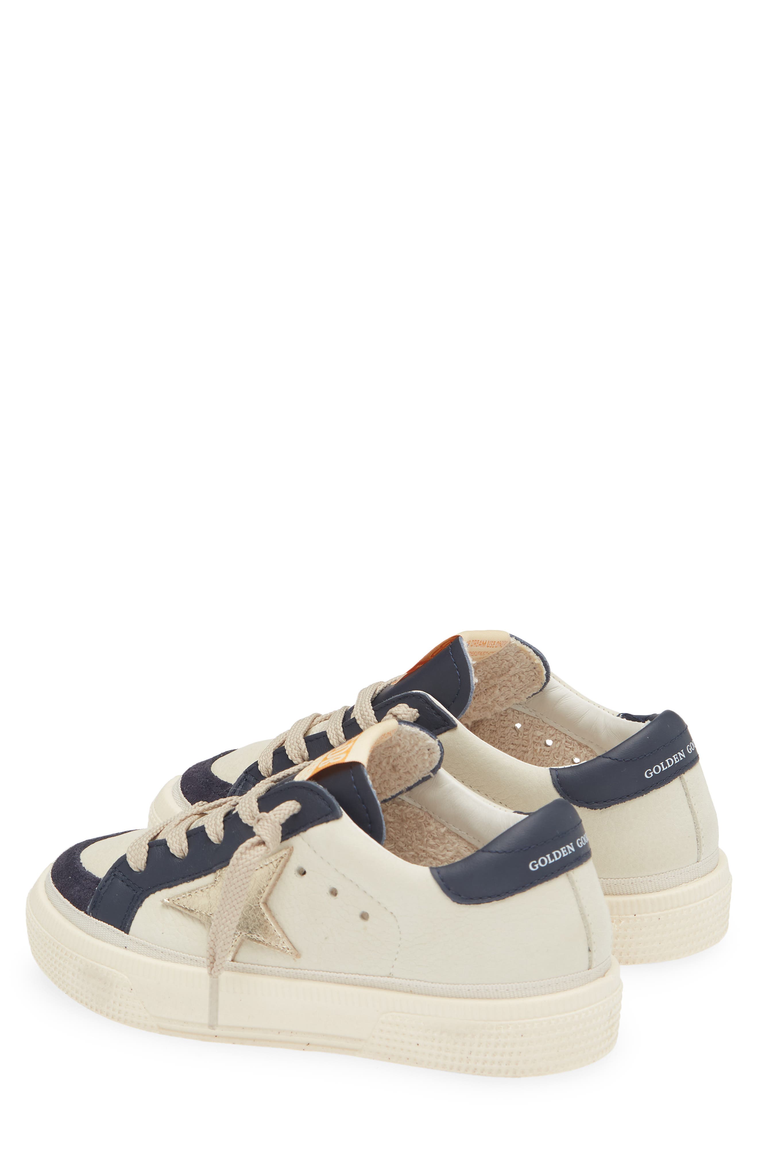 Golden Goose Kids' May Sneaker, Alternate, color, White/ Dark Blue/ Platinum