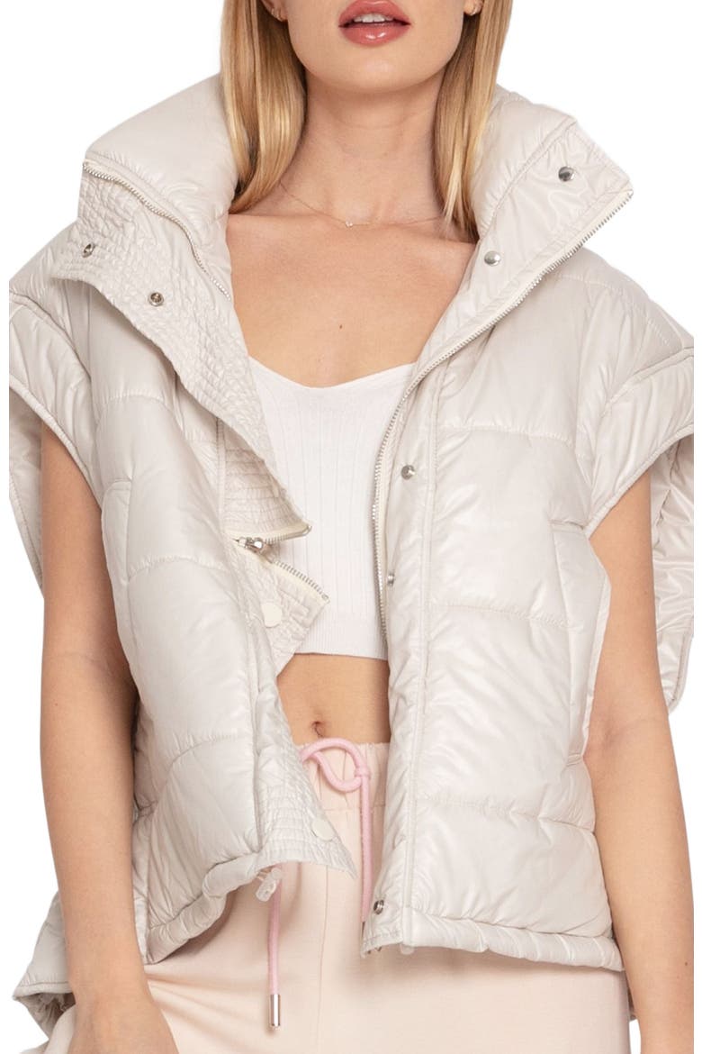 Hypnotized Quilted Puffer Vest, Alternate, color, Cream
