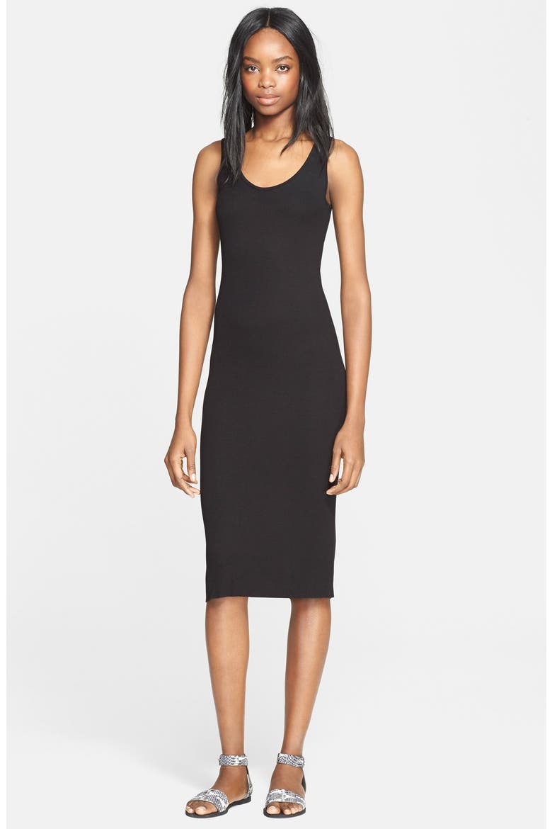 Ribbed Jersey Tank Dress, Main, color, BLACK
