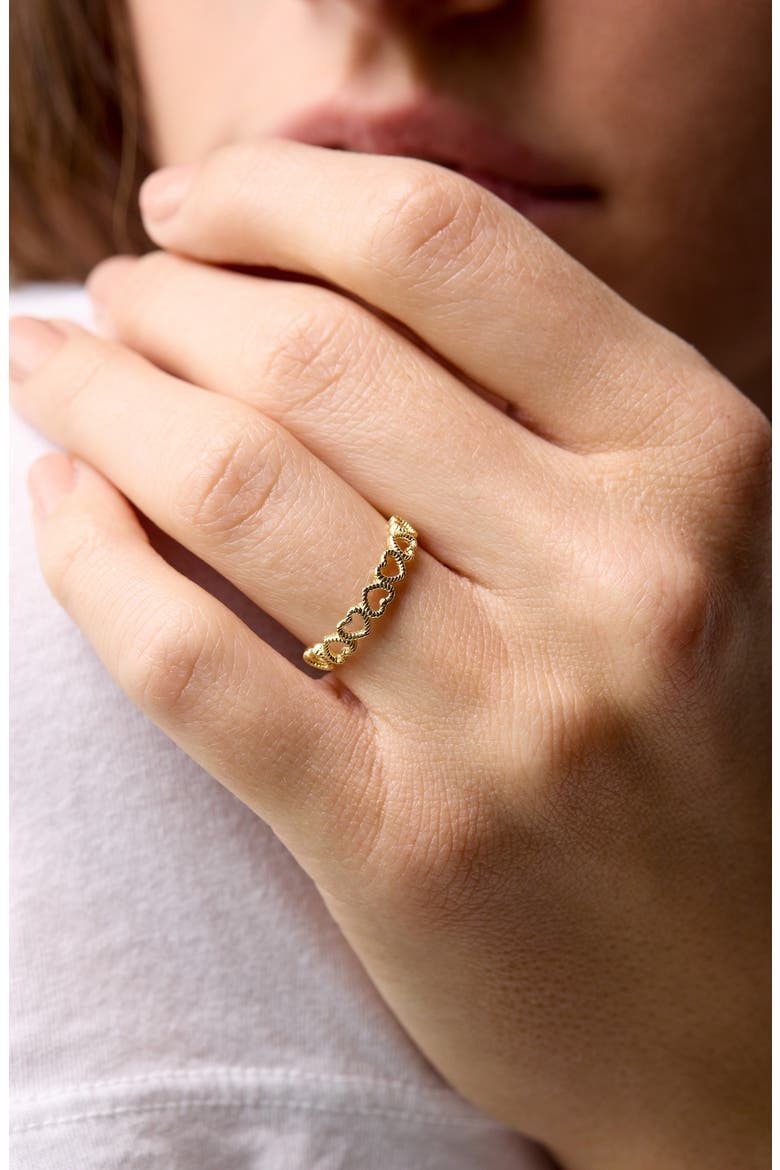 14K Gold Open Hearts Stackable Ring, Alternate, color, 14K YELLOW GOLD