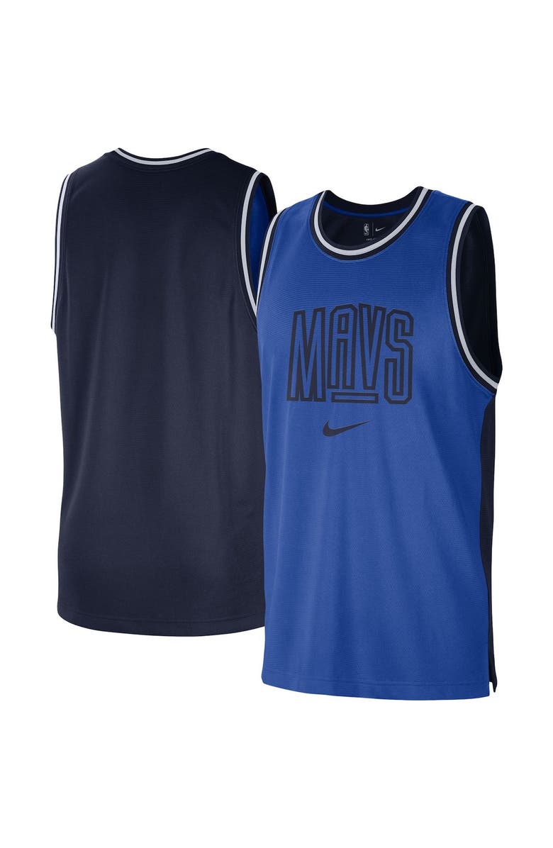 Nike Men's Nike Blue/Navy Dallas Mavericks Courtside Versus Force Split DNA Performance Mesh Tank Top, Main, color, Blue