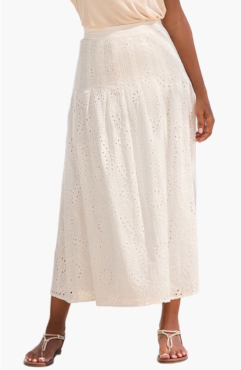 LASCANA Women's Eyelet Maxi Skirt, Main, color, White