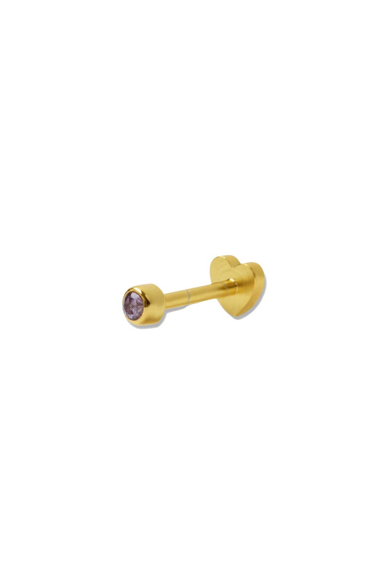 Birthstone Threaded Flatback Stud Earring, Main, color, GOLD/ FEBRUARY