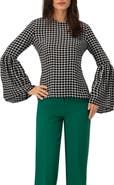 IVONNE Check Blouse with Puffed Sleeves