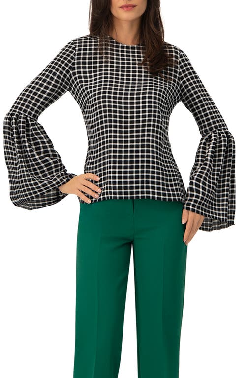 Ivonne Check Blouse With Puffed Sleeves In Black