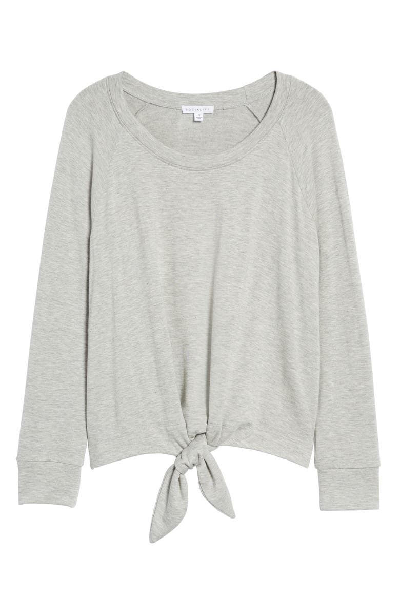 Socialite Tie Front Sweatshirt, Alternate, color,