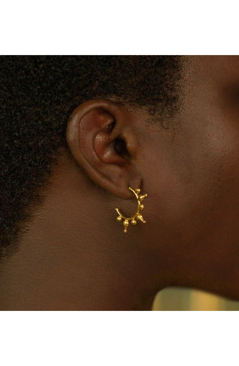 Ottoman Hands Jale Hoop Earrings, Alternate, color, Brass