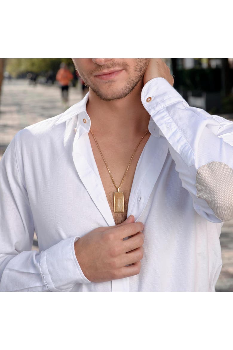 Wood Jasper Sterling Silver Men Tag Necklace, Alternate, color, 14KT Gold Vermeil on Sterling