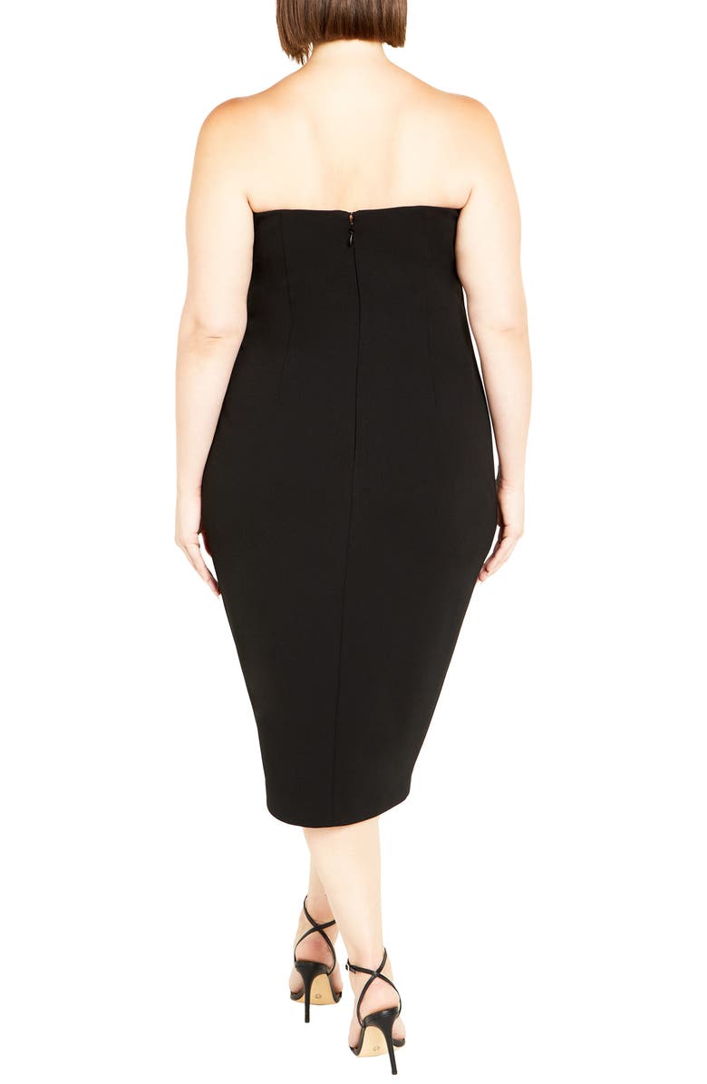 City Chic Luisa Strapless Side Pleat Midi Dress, Alternate, color, 