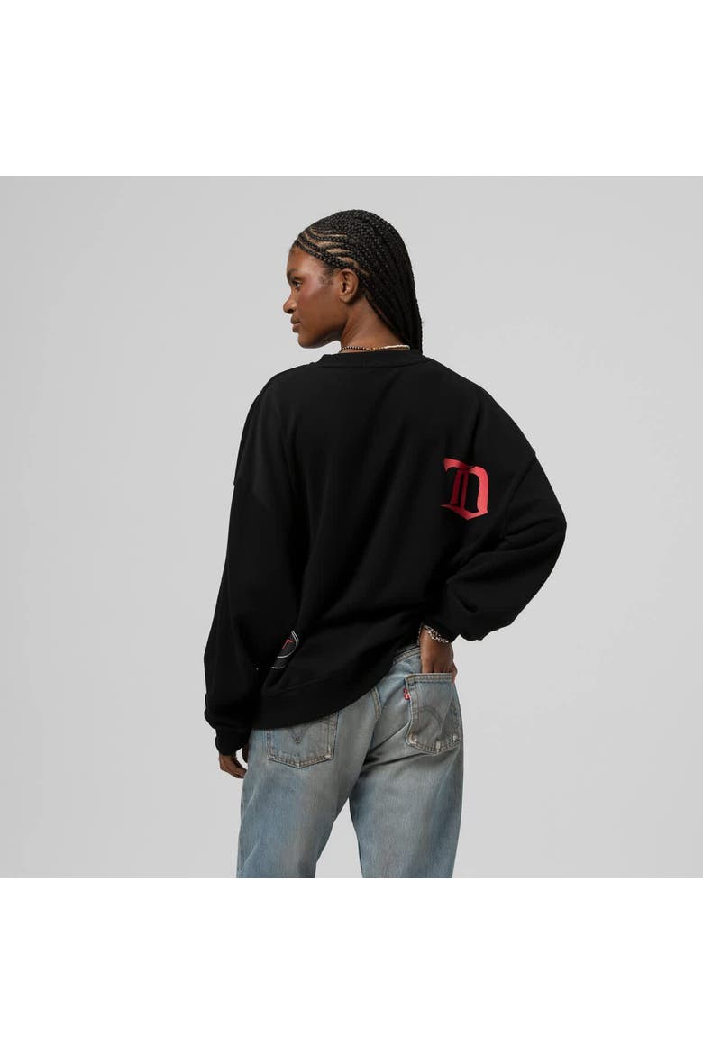 Women's Mitchell & Ness Black Detroit Red Wings Vintage Crewneck Sweatshirt, Alternate, color, Black