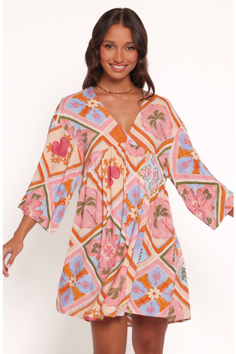 Zanna Long Sleeve Minidress, Alternate, color, MULTI TILE
