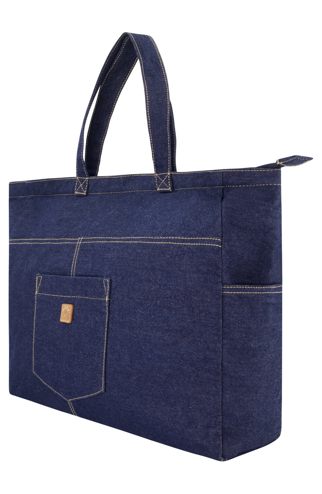 C & C California Multipocket Denim Tote Bag, Alternate, color, Blue