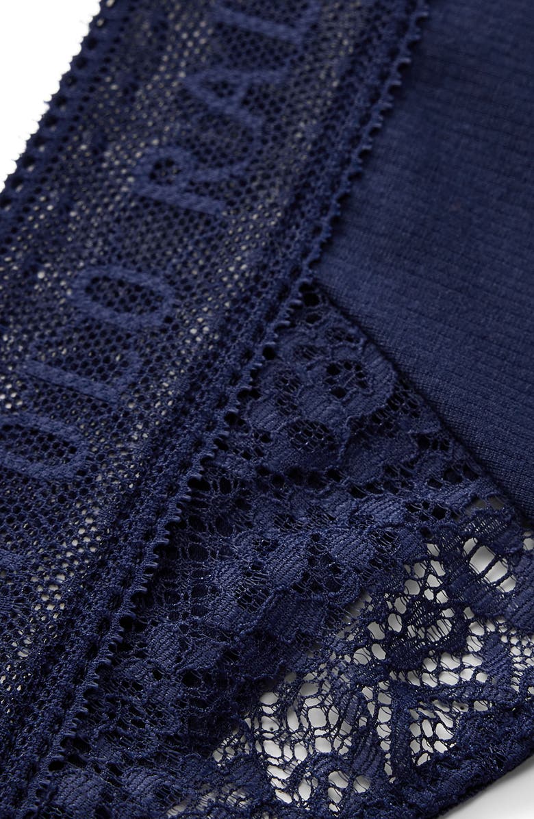 Polo Ralph Lauren Lace & Stretch Cotton Rib Thong, Alternate, color, Navy