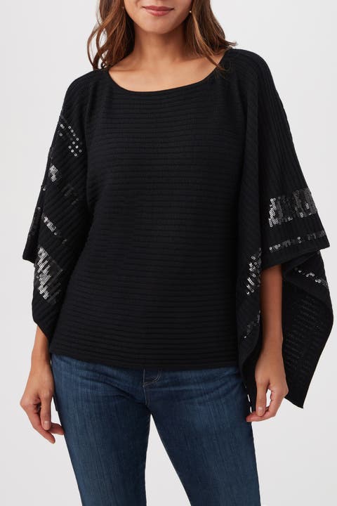 Adela Sequin Trim Sweater Wrap