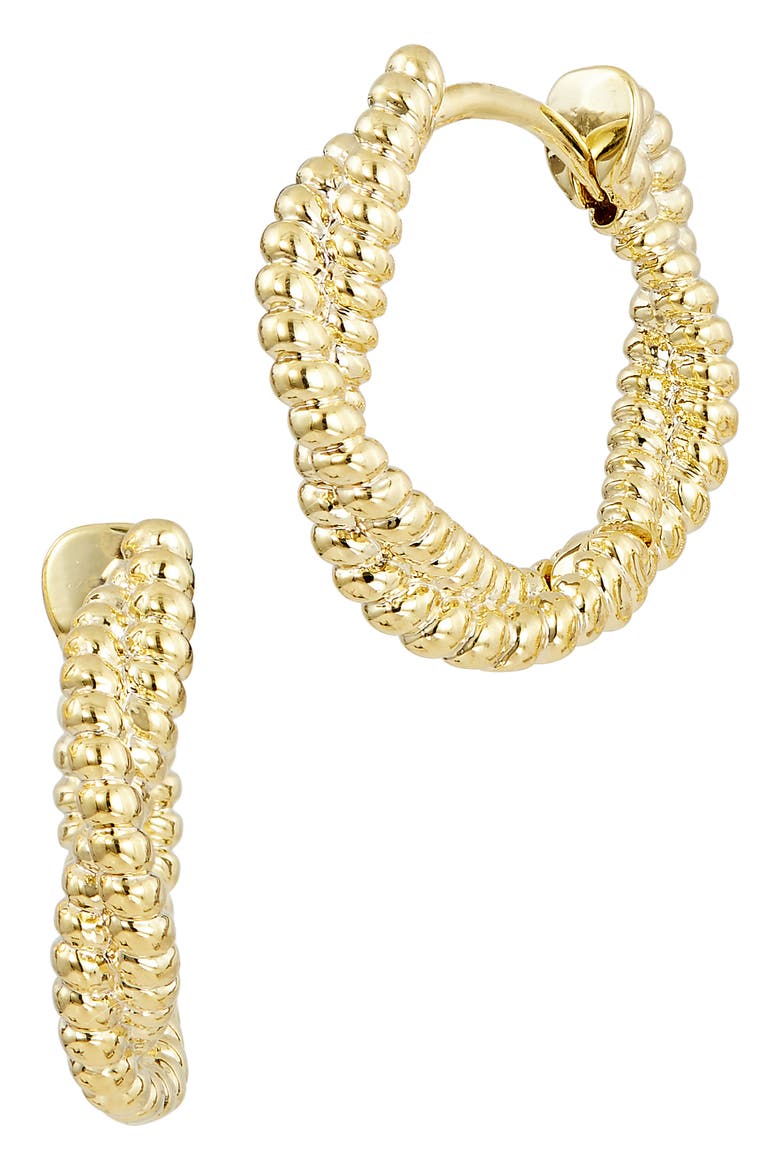 Double Twist Hoop Earrings, Main, color, YELLOW