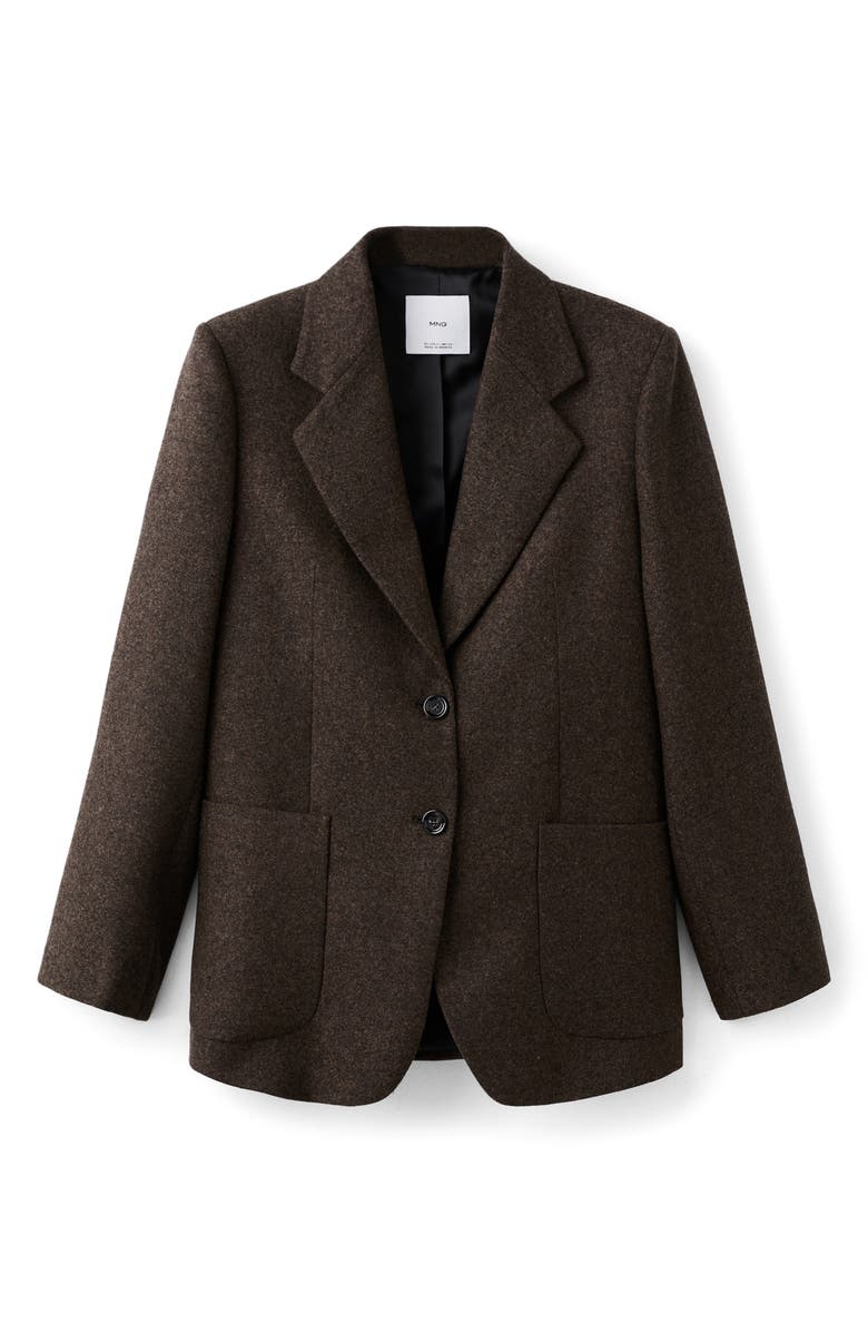 MANGO Speckled Wool Blend Blazer, Alternate, color, Brown