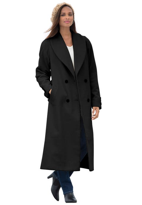 Long Shawl Collar Wool Coat (Plus Available)