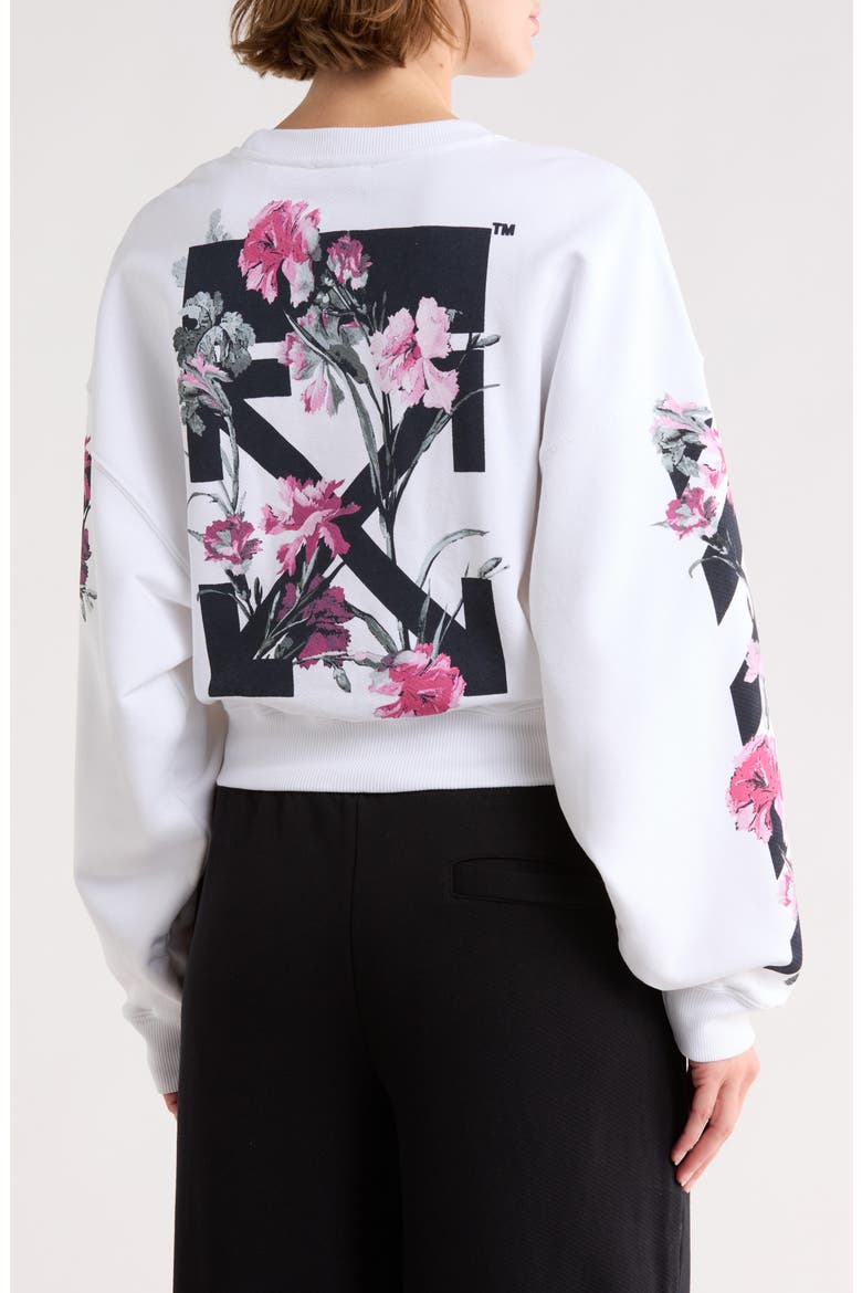 Crop Crewneck Graphic Sweatshirt, Alternate, color, BRIGHT WHITE