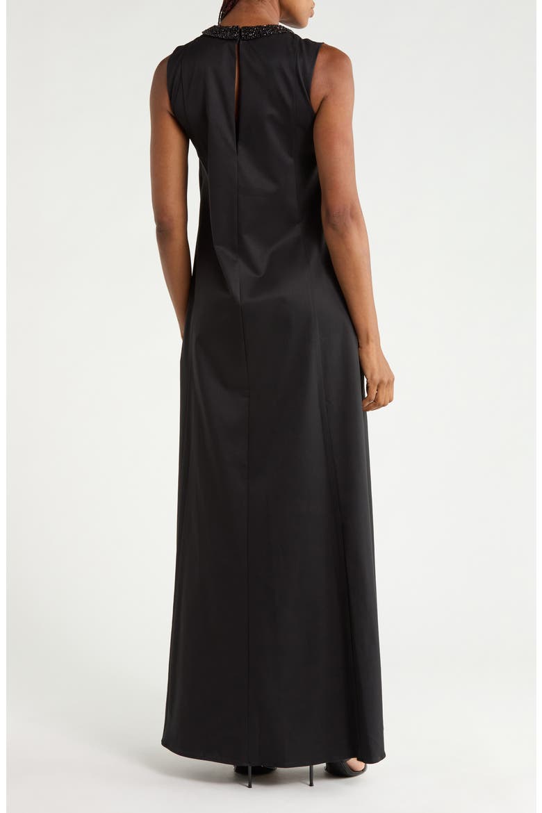Capitol Crystal Collar Maxi Dress, Alternate, color, BLACK