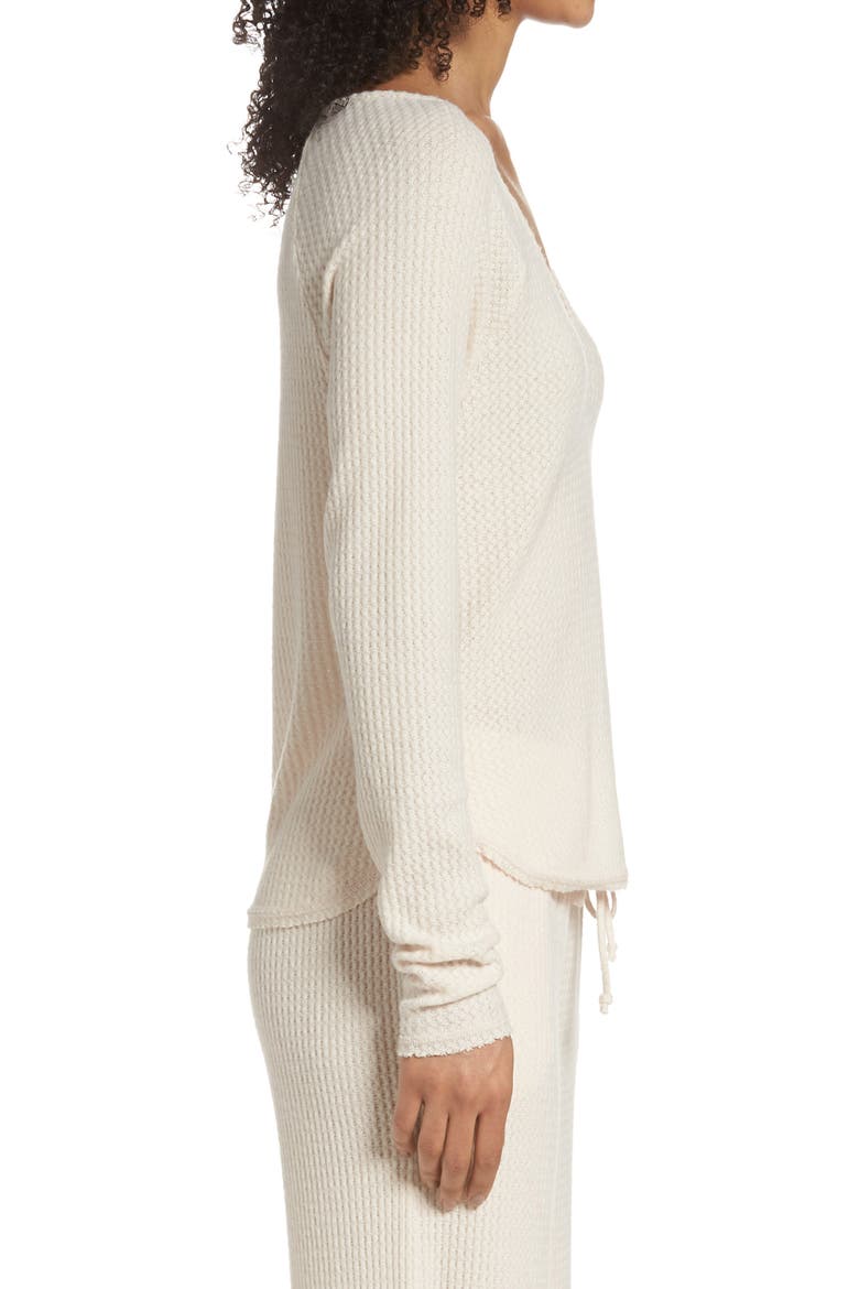 Waffle V-Neck Top, Alternate, color, IVORY