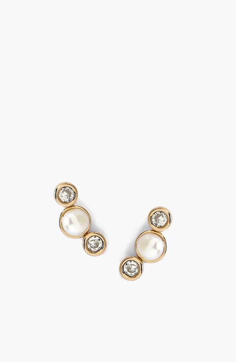 Malvo Mini Pearl Stud Earring in Gold