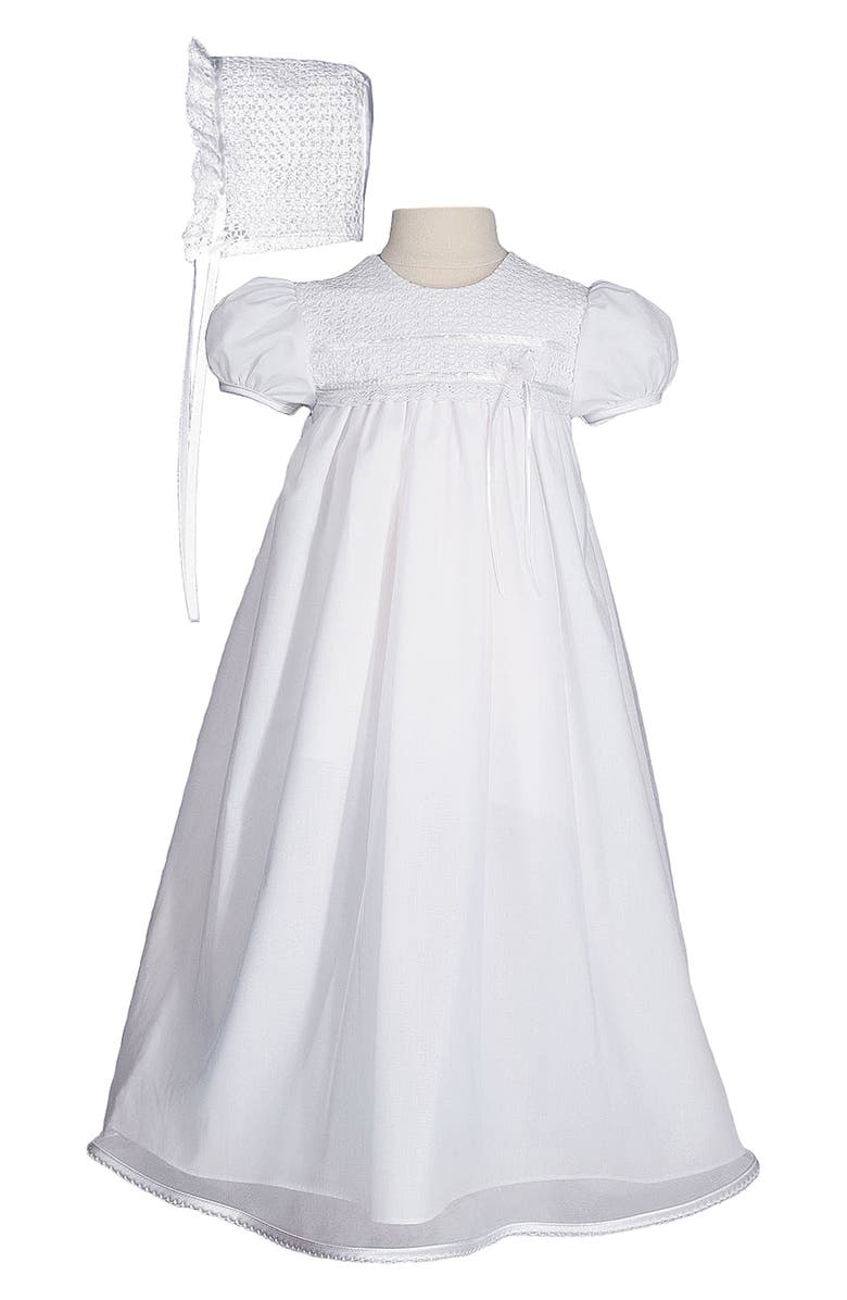 Little Things Mean a Lot Christening Gown & Hat Set, Main, color, White