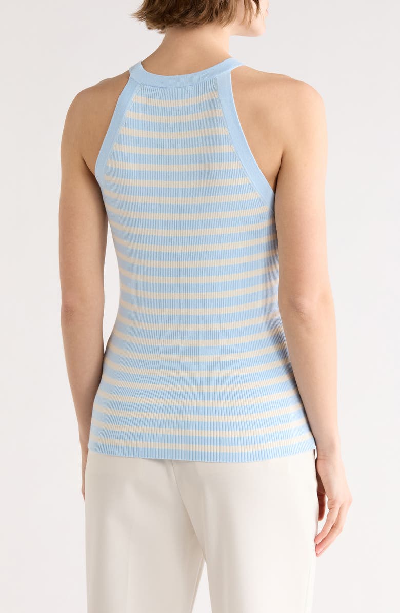 ELIE ELIE TAHARI Stripe Rib Sleeveless Sweater, Alternate, color, Nantucket Breeze/ Ivory