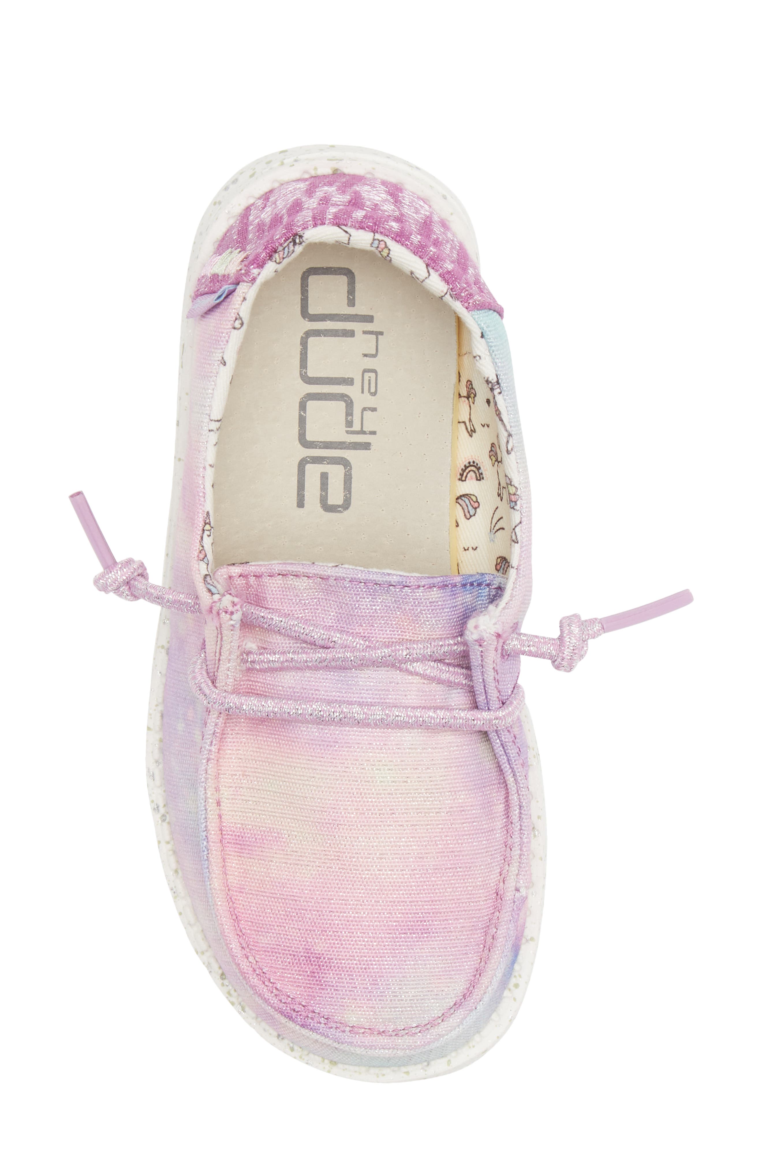 Hey Dude Kids' Wally Unicorn Dream Moc Toe Sneaker, Alternate, color, 