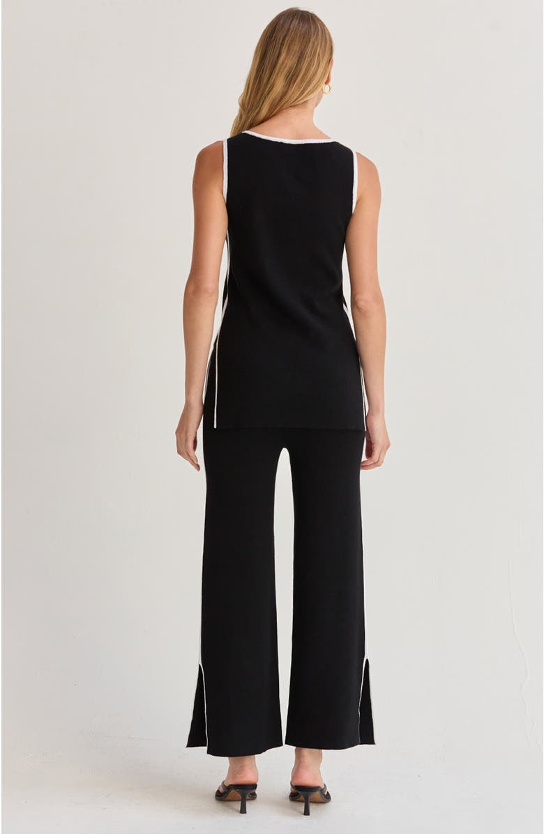 CRESCENT Contrast Pop Sweater Knit Two Piece Set, Alternate, color, Black/White