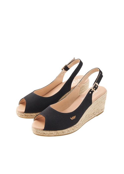 Viscata Gavina Canvas Espadrille Sandal Wedges In Black
