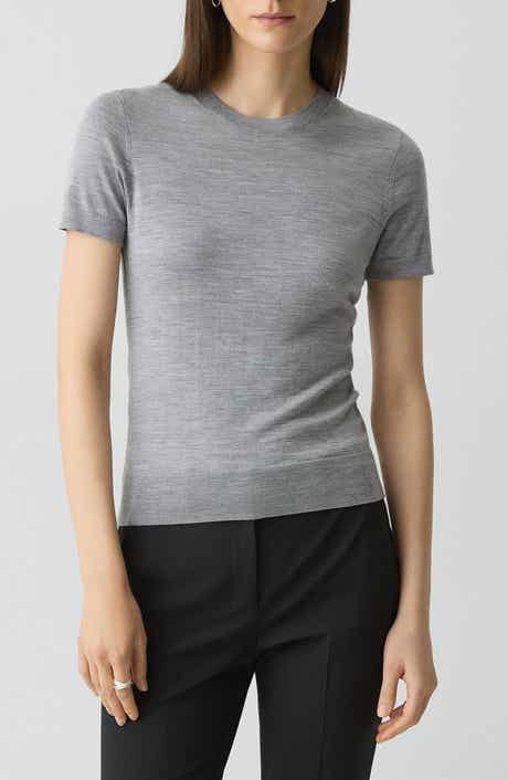 Theory Regal Short Sleeve Wool Sweater