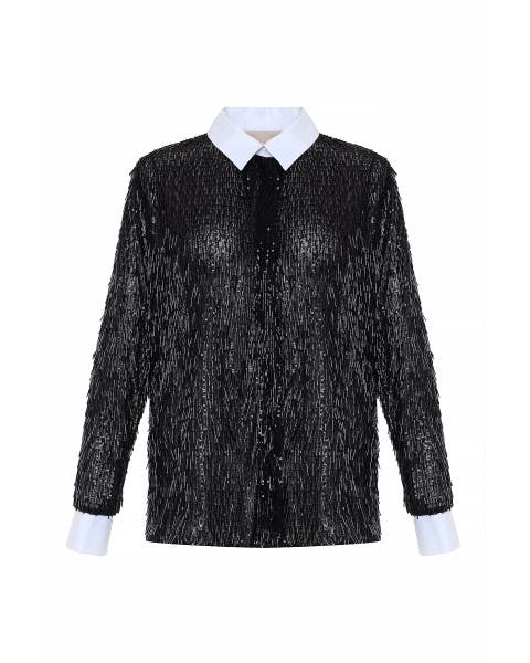 Kleio Sequin Collared Shirt